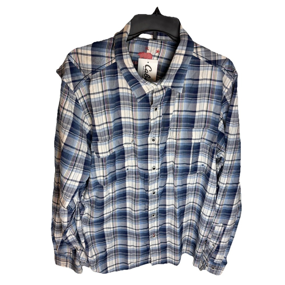 Dakota Grizzly Cabela's XL Western Shirt Long Sleeve Cotton Plaid Snap NWT